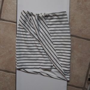 Black and white striped mini skirt